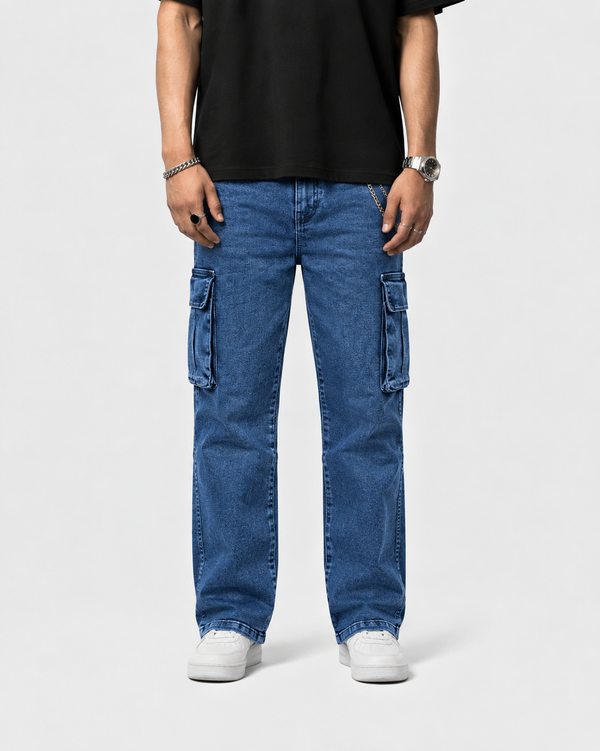 Six Pocket Cargo Jeans — Blue