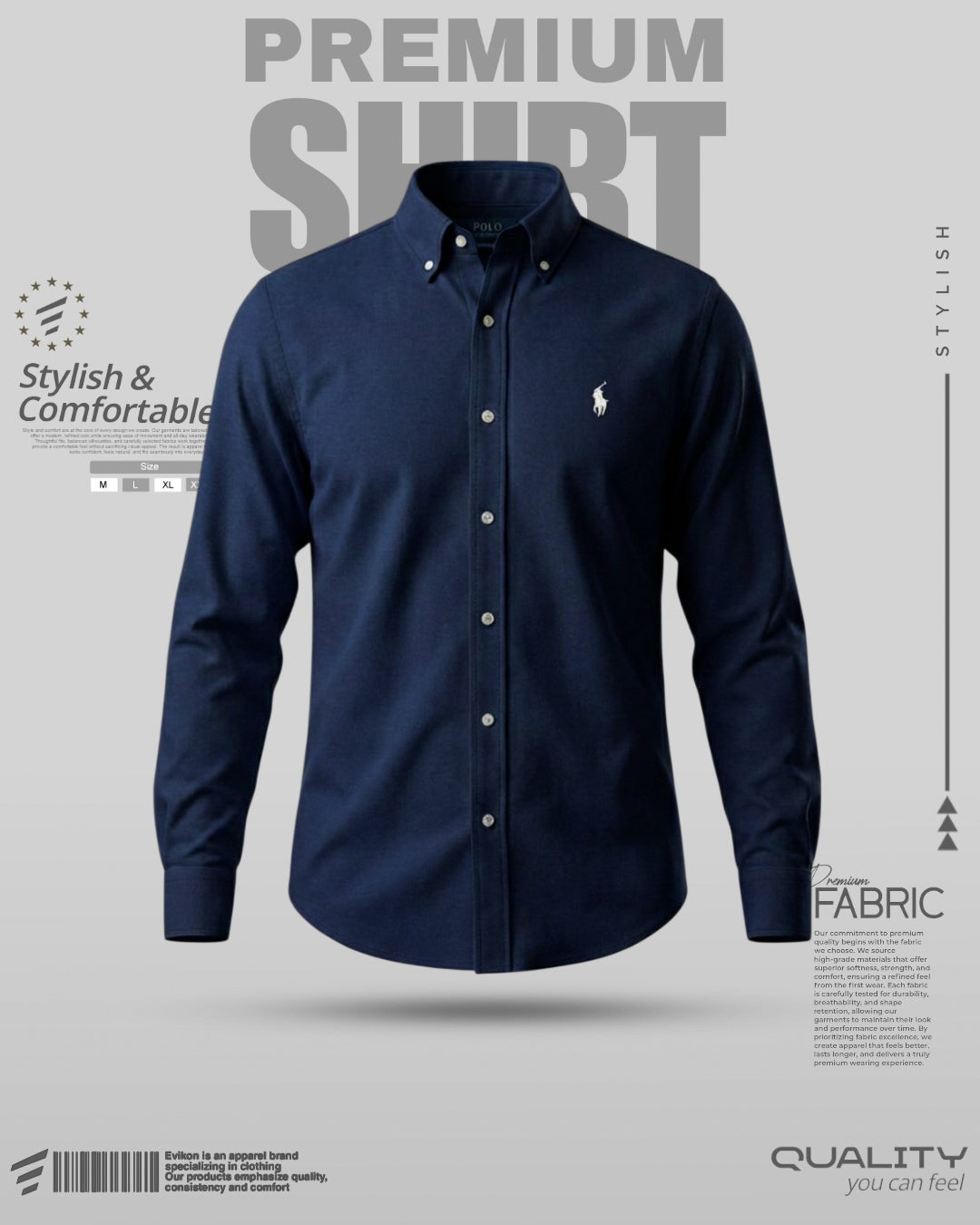 Classic Navy Blue Oxford Shirt
