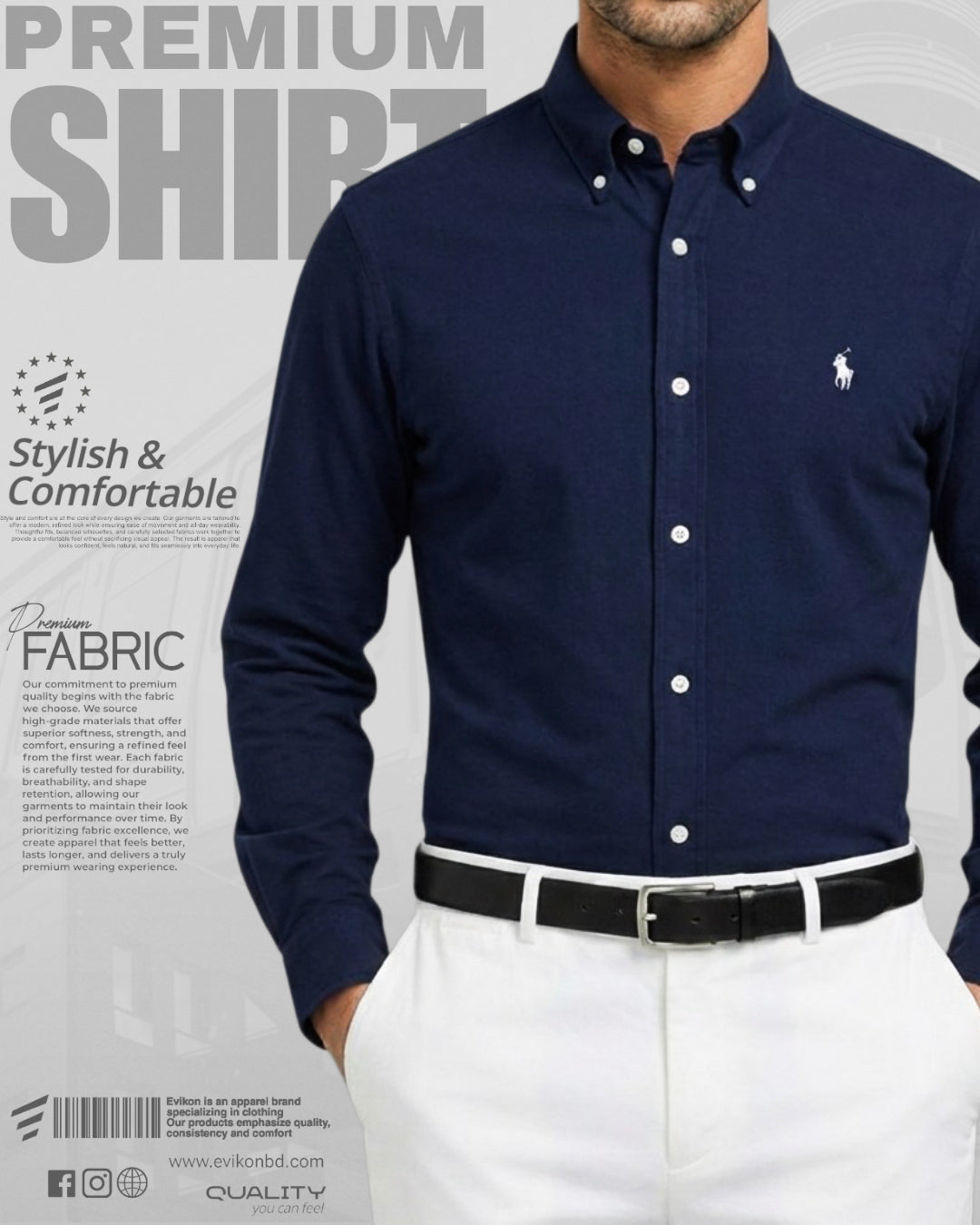 Classic Navy Blue Oxford Shirt