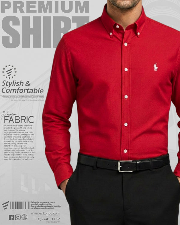 Evikon Oxford Shirt - Red Maroon - side view