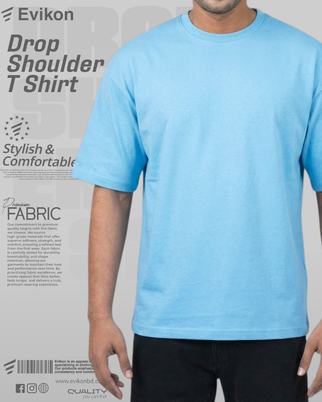 Premium Drop Shoulder (Sky Blue)