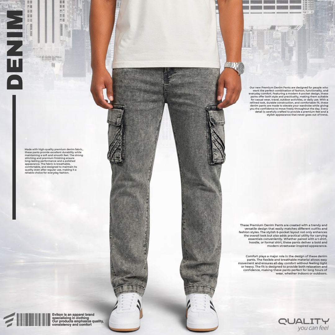 Premium 6 Pocket Baggy Jeans (Ash)