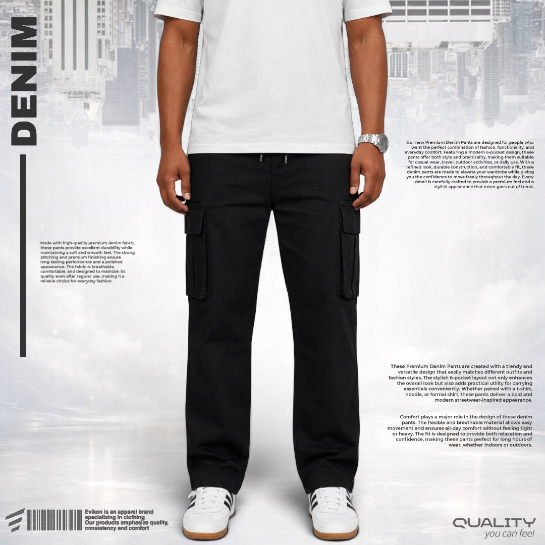 Premium 6 Pocket Baggy Jeans (Black)