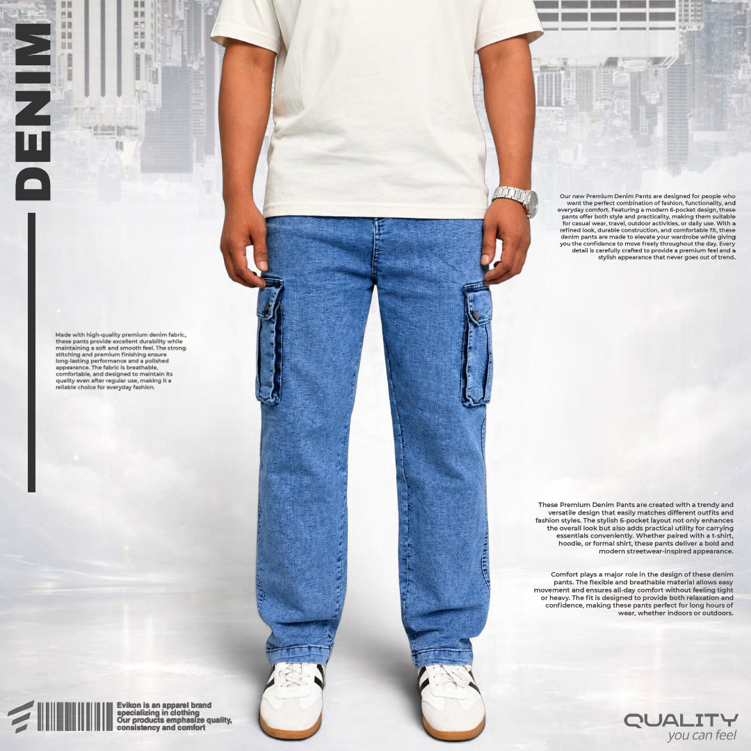 Premium 6 Pocket Baggy Jeans (Light Blue)