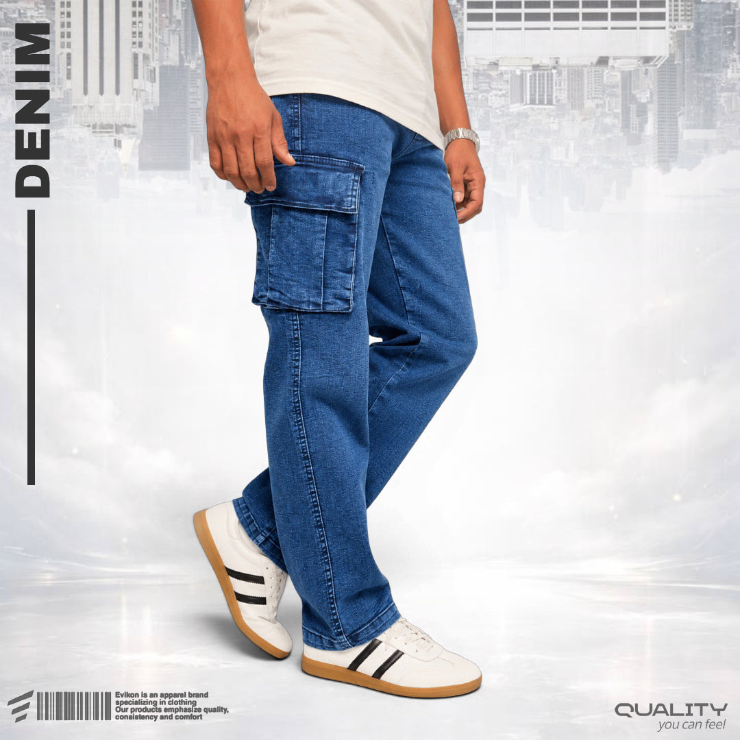 Premium 6 Pocket Baggy Jeans (Deep Blue)