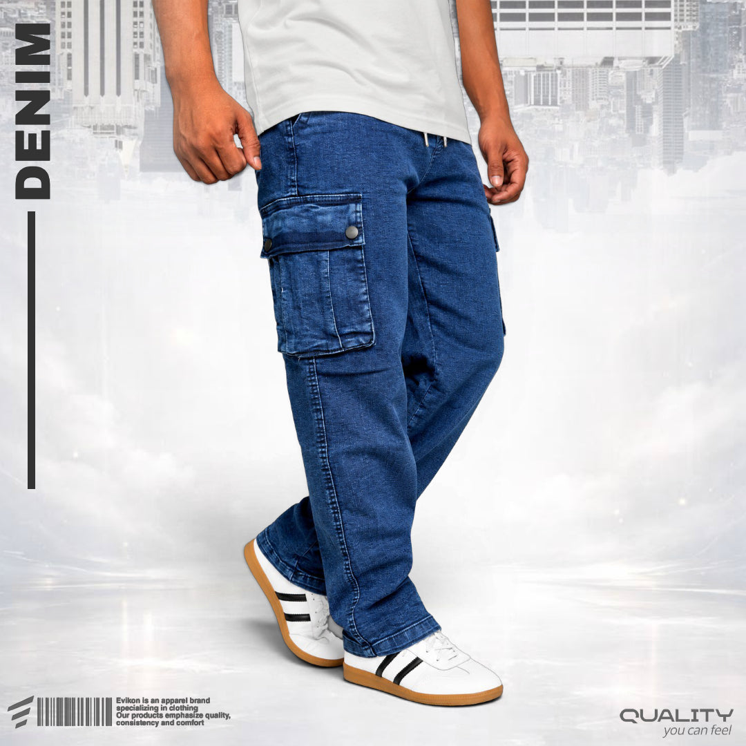 Premium 6 Pocket Baggy Jeans (Blue)