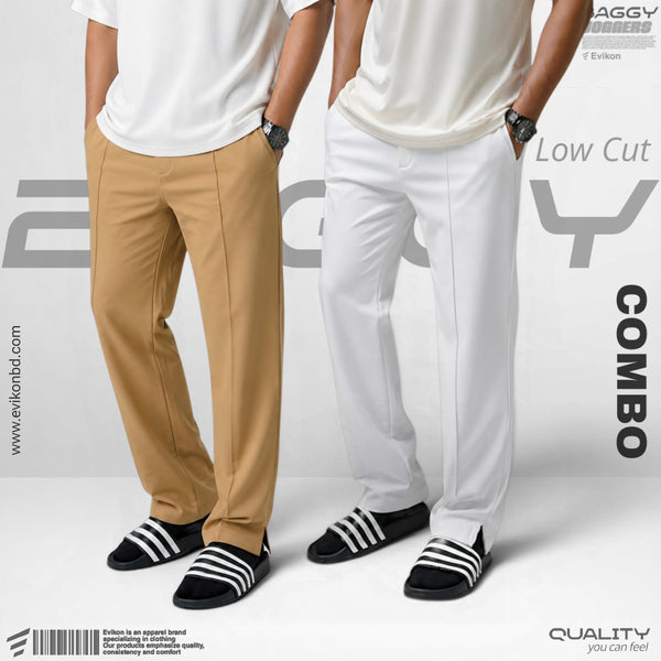 Low Cut Baggy Combo (White & Brown)