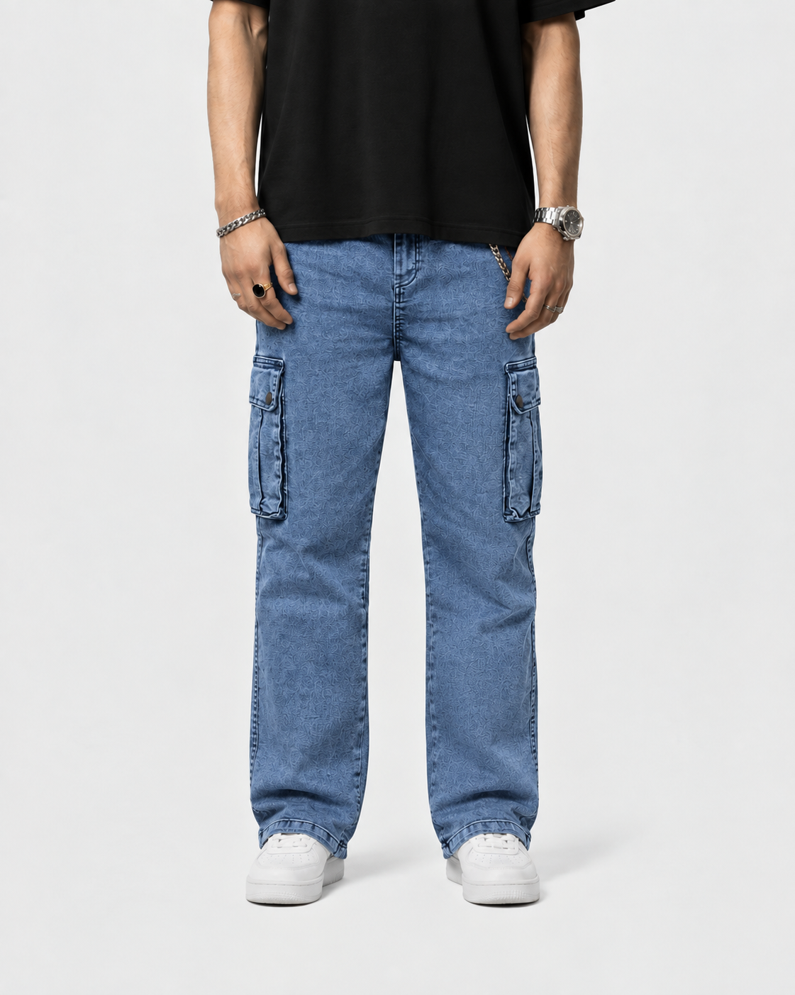 Six Pocket Baggy Jeans — Light Blue