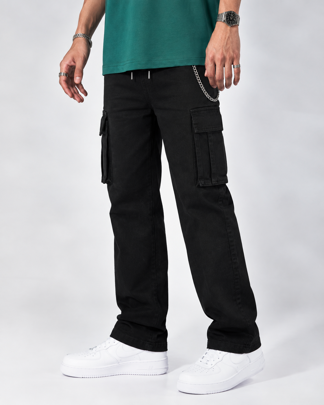 Six Pocket Baggy Jeans — Black