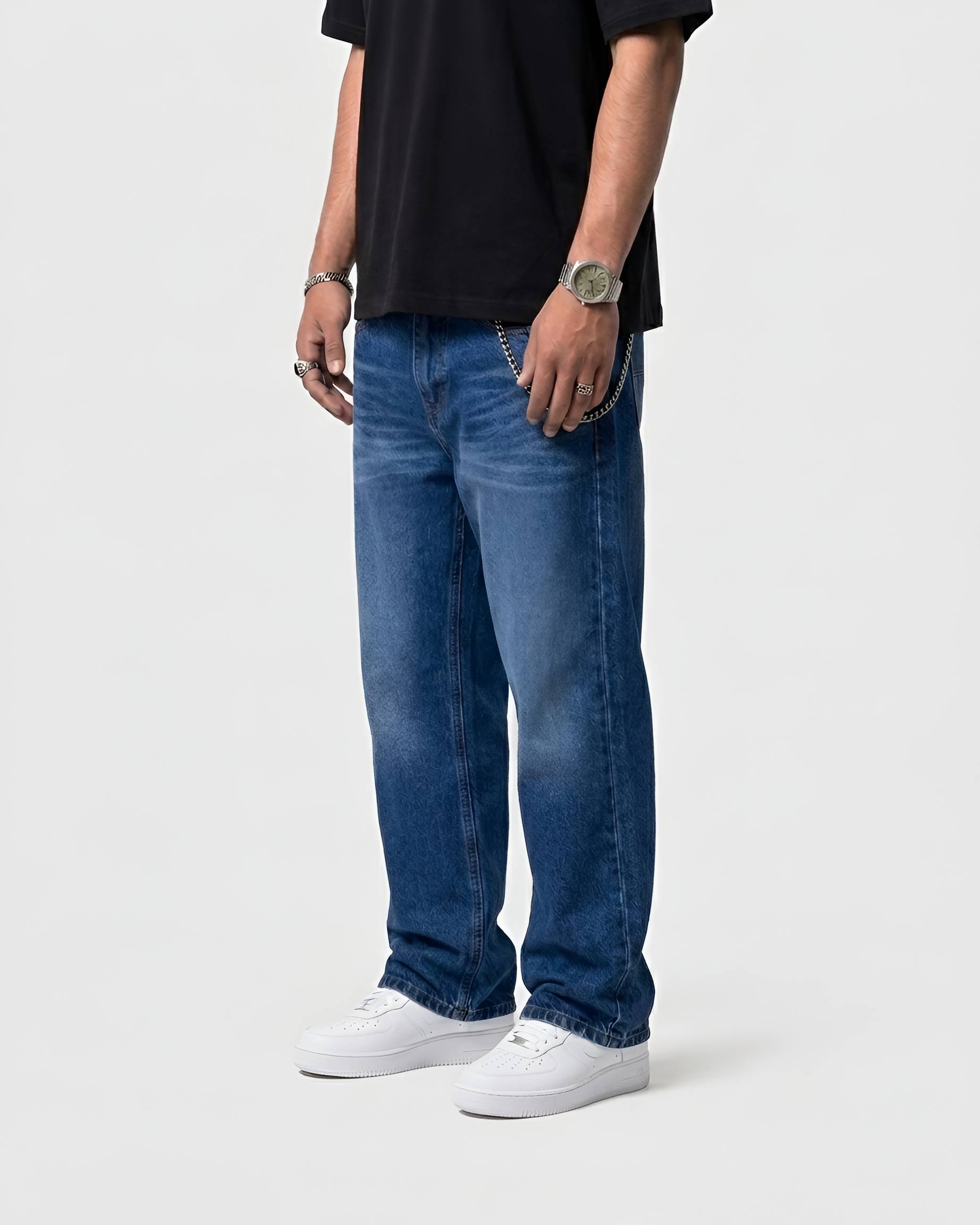 Premium Semi Baggy Jeans - Deep Blue