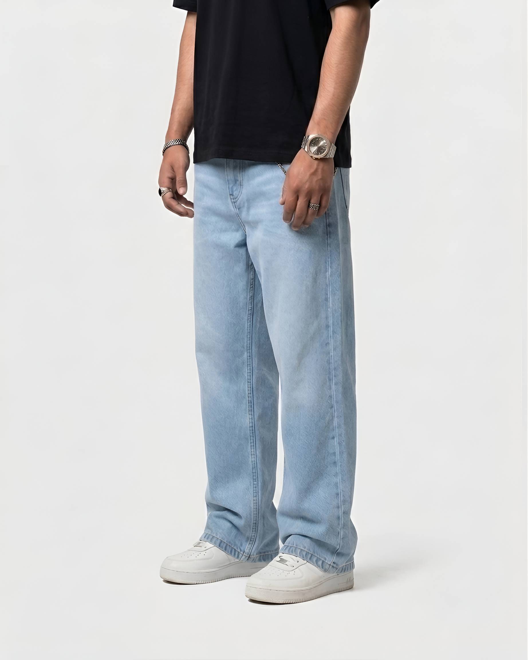 Premium Semi Baggy Jeans - Light Blue