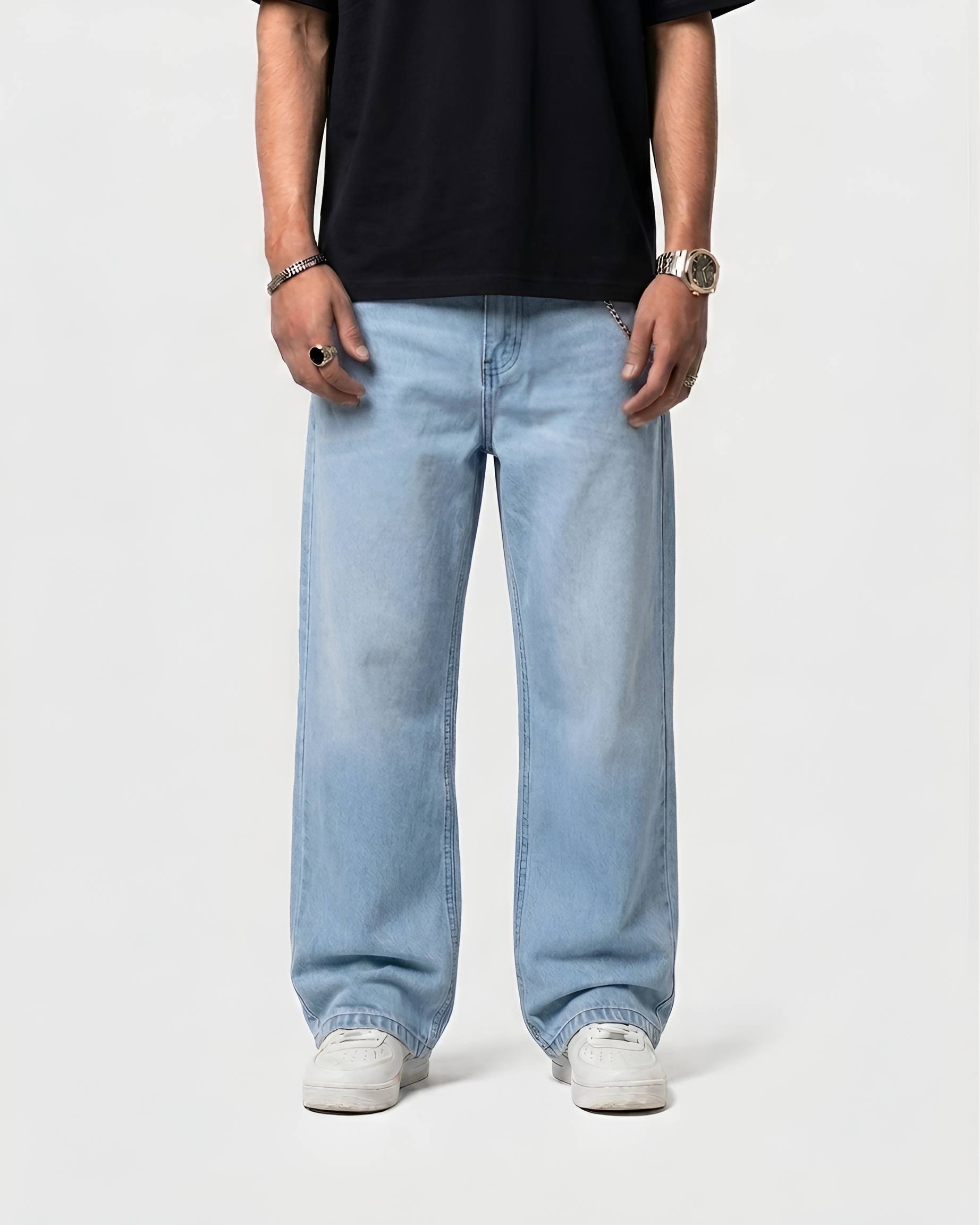 Premium Semi Baggy Jeans - Light Blue