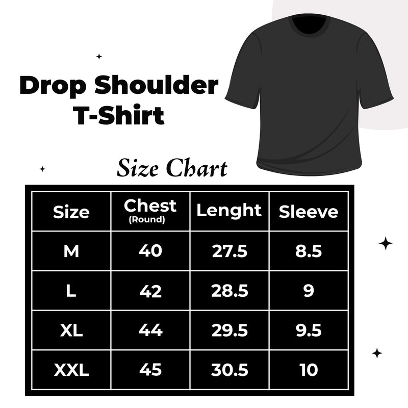 Size Chart for Premium Drop Shoulder (Maroon)